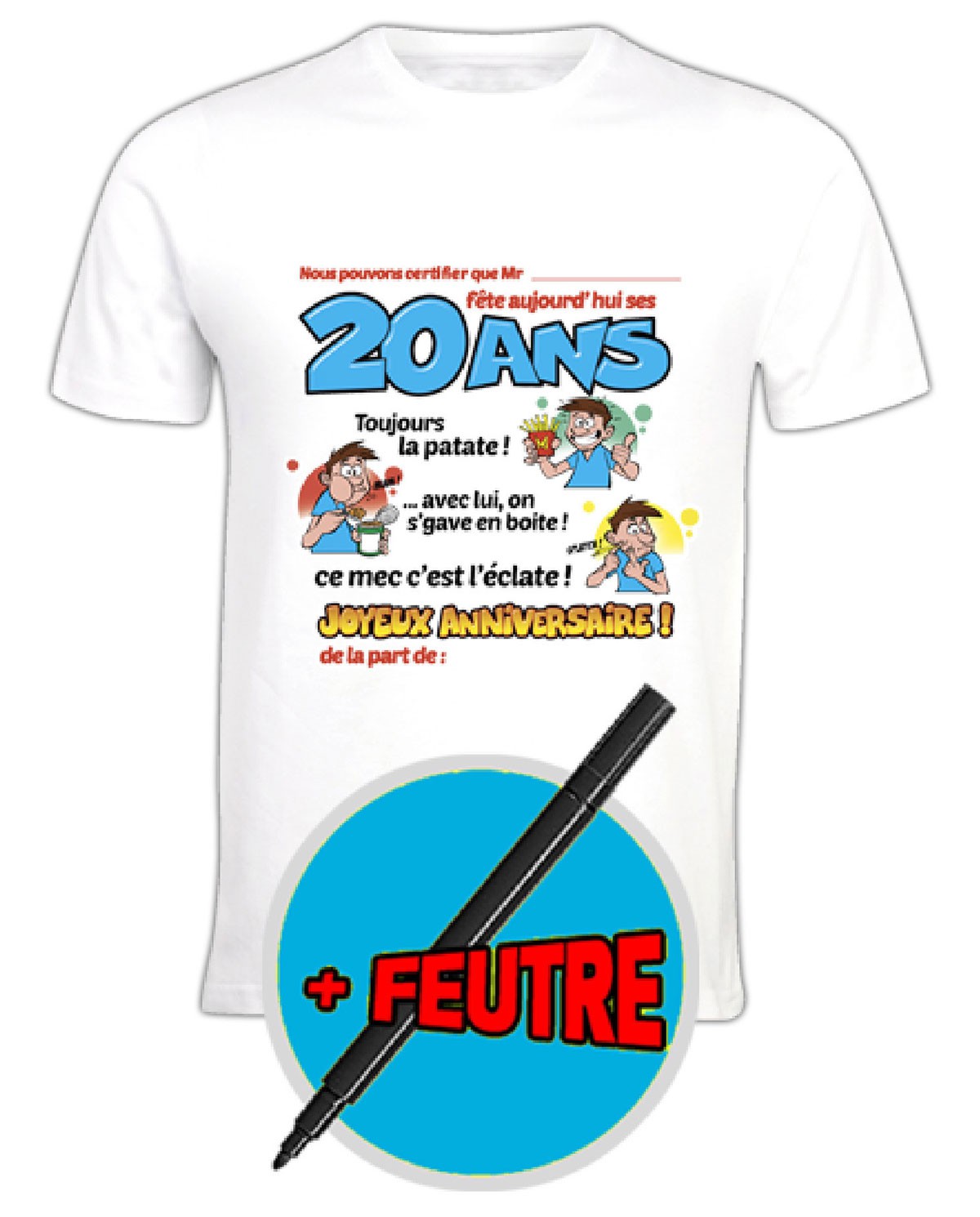 Tee-shirt anniversaire 20 ans - humour
